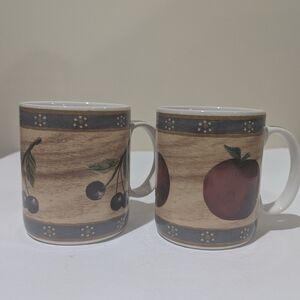 Block Country Orchard, by Gear. 2 PC mugs set. Vintage